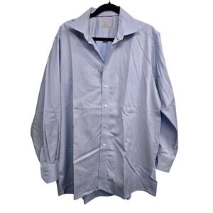 Eton Light Blue Dress size Shirt 45 Made in Europe Luxury Classic Neck  17 3/4